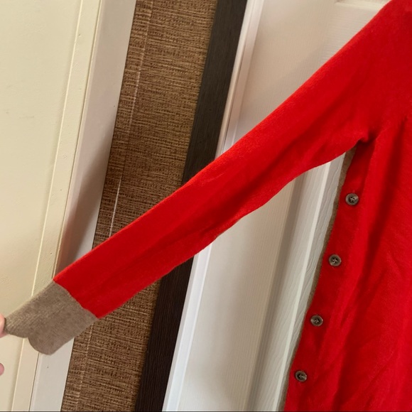 J.Crew Red/Tan Side Button Colorblock Sweater size XS - Picture 4 of 9